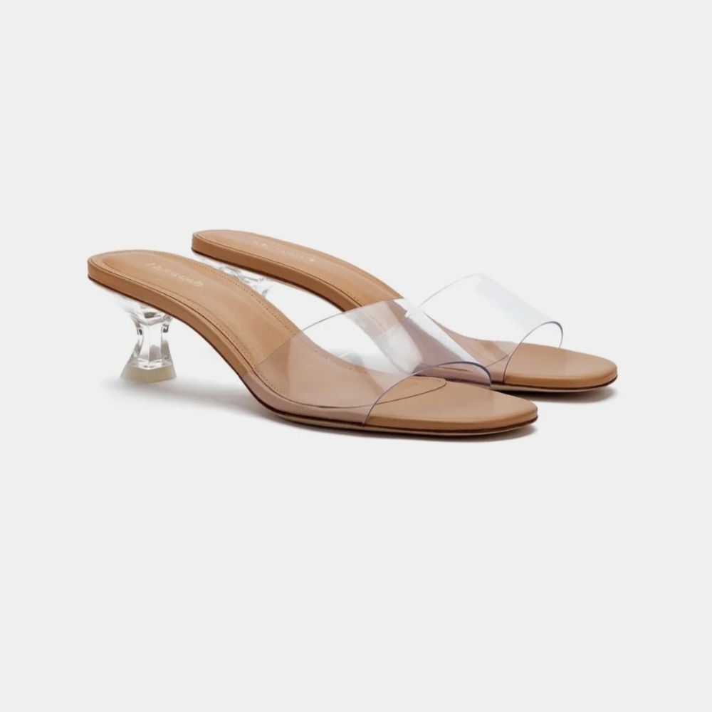 Larroude Vivi Lucite Kitten Heel Sandals 7.5